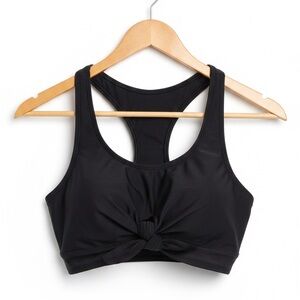 Blooming Jelly Black Front Knot Racerback Bikini Top Women’s Small